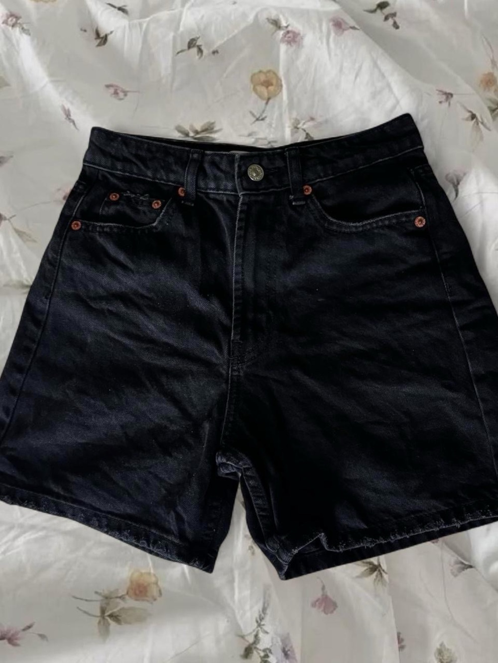 Zara Black High-Waist Jean Shorts